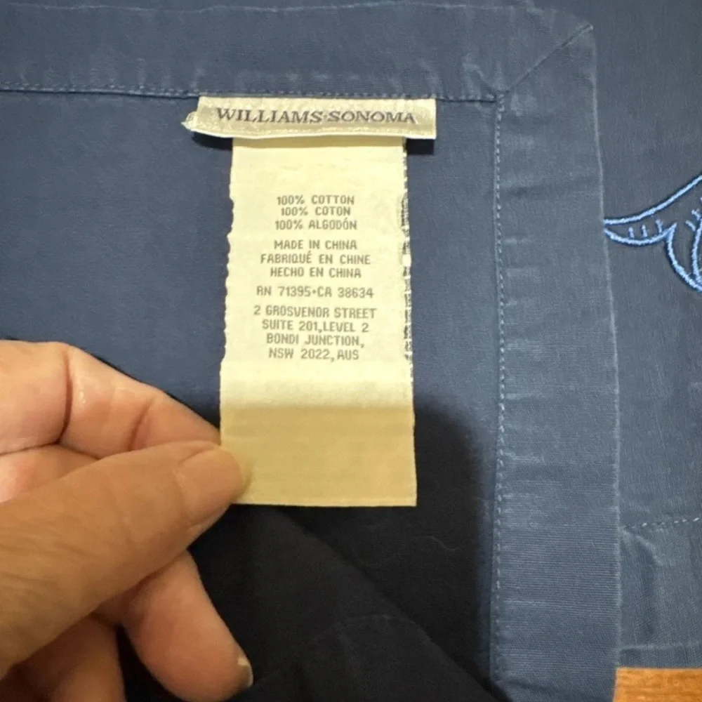 Williams Sonoma Cotton Double Hemstitch Napkins Embroidered Set 4 19X19 Cottage